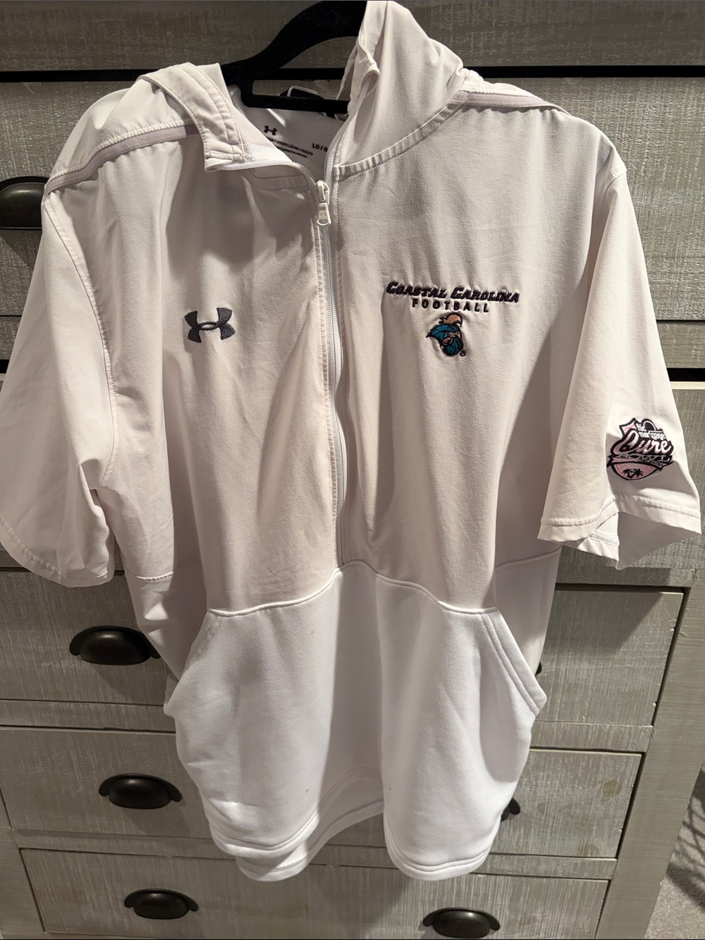 Under Armour White Coastal Carolina Football Short-Sleeve Hoodie